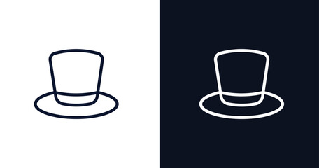 tall hat icon. Thin line tall hat icon from people collection. Outline vector isolated on dark blue and white background. Editable tall hat symbol can be used web and mobile