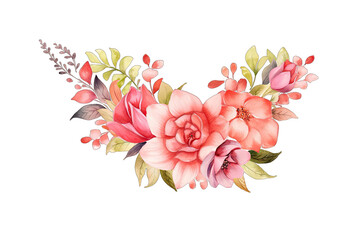 Fototapeta premium cute floral corner frame watercolor style