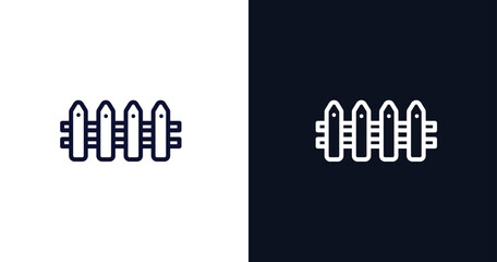 fences icon. Thin line fences icon from nature collection. Outline vector isolated on dark blue and white background. Editable fences symbol can be used web and mobile