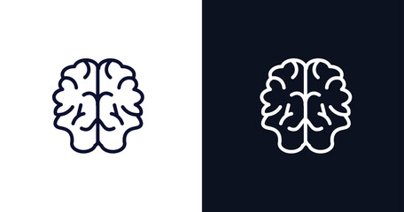 human brian icon. Thin line human brian icon from nature collection. Outline vector isolated on dark blue and white background. Editable human brian symbol can be used web and mobile