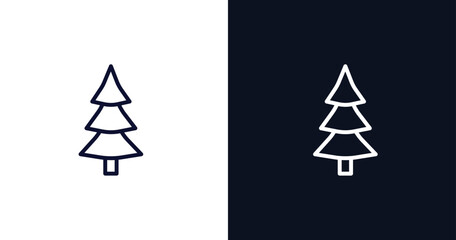 Obraz premium spruce icon. Thin line spruce icon from nature collection. Outline vector isolated on dark blue and white background. Editable spruce symbol can be used web and mobile