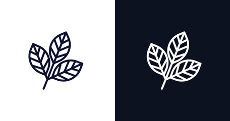 rowan leaf icon. Thin line rowan leaf icon from nature collection. Outline vector isolated on dark blue and white background. Editable rowan leaf symbol can be used web and mobile