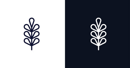 pecan leaf icon. Thin line pecan leaf icon from nature collection. Outline vector isolated on dark blue and white background. Editable pecan leaf symbol can be used web and mobile