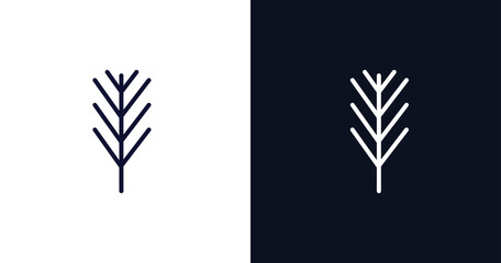 pine leaf icon. Thin line pine leaf icon from nature collection. Outline vector isolated on dark blue and white background. Editable pine leaf symbol can be used web and mobile