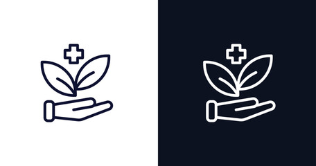 treatments icon. Thin line treatments icon from nature collection. Outline vector isolated on dark blue and white background. Editable treatments symbol can be used web and mobile