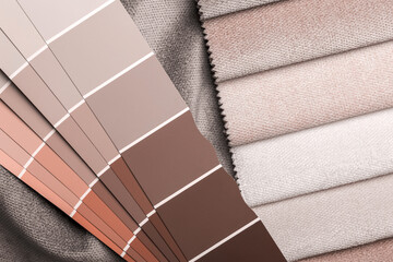 different types of fabrics with a color palette - 617293774