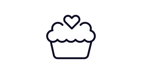 cupcake icon. Thin line cupcake icon from kitchen collection. Outline vector isolated on white background. Editable cupcake symbol can be used web and mobile