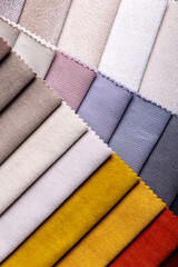 different types of fabrics with a color palette