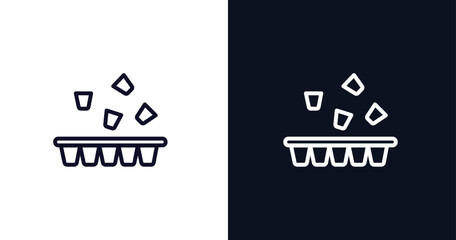 ice cube tray icon. Thin line ice cube tray icon from kitchen collection. Outline vector isolated on dark blue and white background. Editable ice cube tray symbol can be used web and mobile