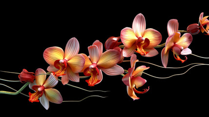 orchid isolated on black background illustration
