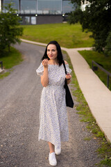 Beautiful woman eating cherry berries for fun