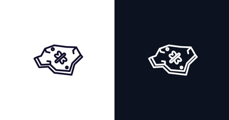 fossil icon. Thin line fossil icon from history collection. Outline vector isolated on dark blue and white background. Editable fossil symbol can be used web and mobile