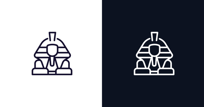 sphinx icon. Thin line sphinx icon from history collection. Outline vector isolated on dark blue and white background. Editable sphinx symbol can be used web and mobile