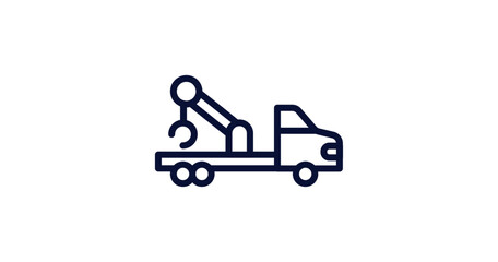 crane truck icon. Thin line crane truck icon from construction collection. Outline vector isolated on white background. Editable crane truck symbol can be used web and mobile