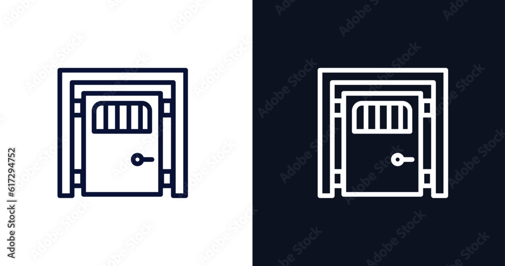 Canvas Prints big door icon. Thin line big door icon from construction collection. Outline vector isolated on dark blue and white background. Editable big door symbol can be used web and mobile