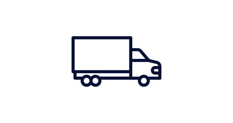 truck with freight icon. Thin line truck with freight icon from construction collection. Outline vector isolated on white background. Editable truck with freight symbol can be used web and mobile