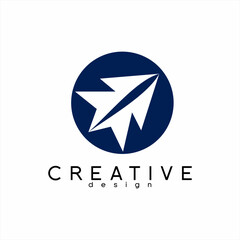 Fototapeta premium Travel logo design. Unique paper airplane illustration.