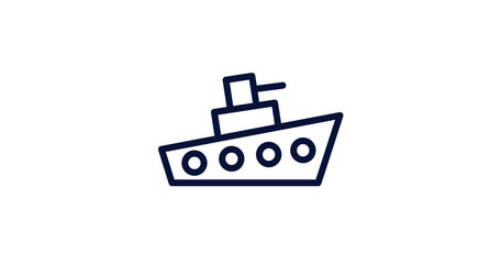 ship icon. Thin line ship icon from military and war and  collection. Outline vector isolated on white background. Editable ship symbol can be used web and mobile