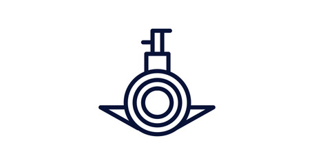 submarine front view icon. Thin line submarine front view icon from military and war and  collection. Outline vector isolated on white background. 