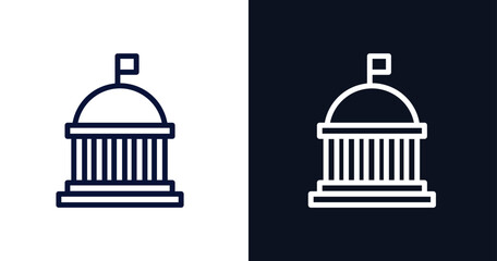 federal agency icon. Thin line federal agency icon from military and war and  collection. Outline vector isolated on dark blue and white background.  - obrazy, fototapety, plakaty