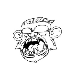 cartoon monster, vector black and white monkey monster for Halloween icon design, cute icon, design illustration