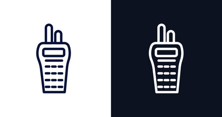 militar radio icon. Thin line militar radio icon from military and war and  collection. Outline vector isolated on dark blue and white background. 