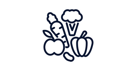 vegetables icon. Thin line vegetables icon from agriculture and farm collection. Outline vector isolated on white background. Editable vegetables symbol can be used web and mobile