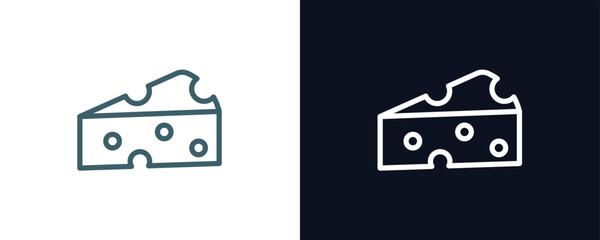 cheese icon. Thin line cheese icon from agriculture and farm collection. Outline vector isolated on dark blue and white background. Editable cheese symbol can be used web and mobile