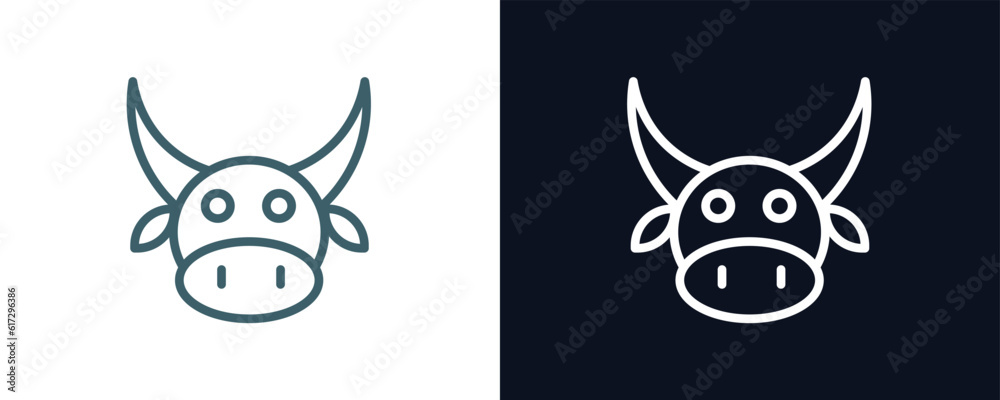 Canvas Prints ox icon. Thin line ox icon from agriculture and farm collection. Outline vector isolated on dark blue and white background. Editable ox symbol can be used web and mobile