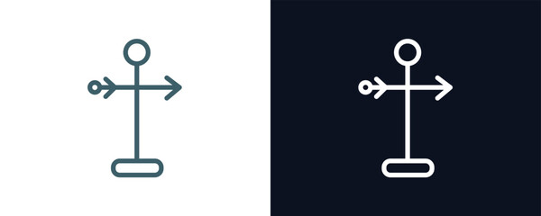 weather vane icon. Thin line weather vane icon from agriculture and farm collection. Outline vector isolated on dark blue and white background. Editable weather vane symbol can be used web and mobile