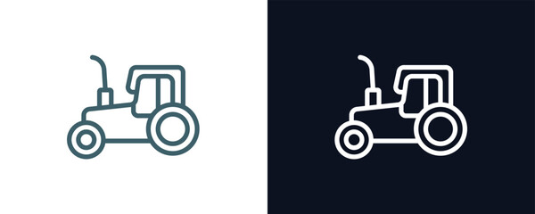 tractor icon. Thin line tractor icon from agriculture and farm collection. Outline vector isolated on dark blue and white background. Editable tractor symbol can be used web and mobile