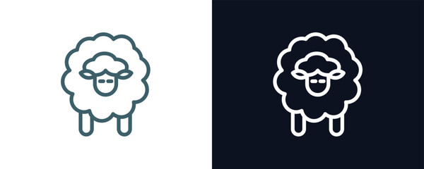 sheep icon. Thin line sheep icon from agriculture and farm collection. Outline vector isolated on dark blue and white background. Editable sheep symbol can be used web and mobile