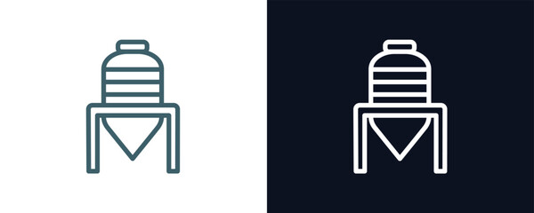 silo icon. Thin line silo icon from agriculture and farm collection. Outline vector isolated on dark blue and white background. Editable silo symbol can be used web and mobile © Abstract