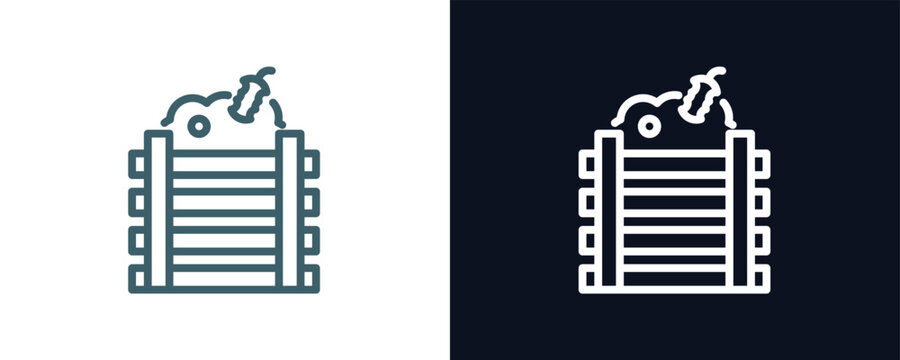 composter icon. Thin line composter icon from agriculture and farm collection. Outline vector isolated on dark blue and white background. Editable composter symbol can be used web and mobile