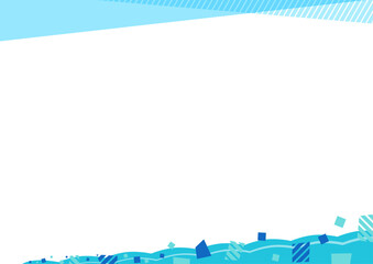 幾何学模様の空と海のフレーム背景