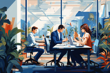 Fototapeta premium Healthy Corporate Workplace Illustration