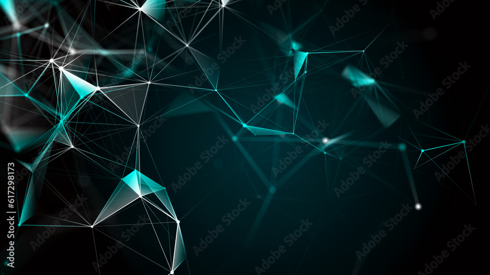 Poster abstract polygonal space with dots and lines. connection science background. triangular business wal