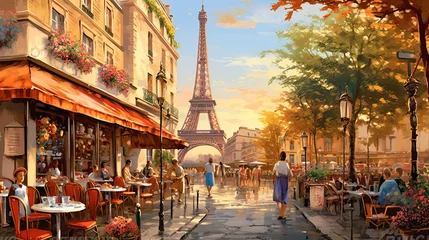 Foto op Canvas cafe in Paris with the Eiffel tower, ai generative © ZoomTeam