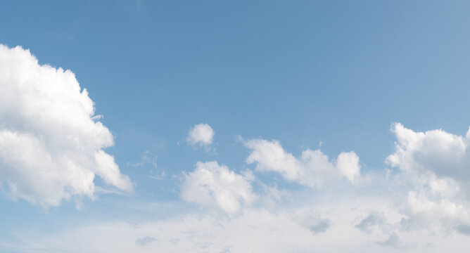 panorama of blue sky with clouds in sunny day