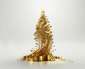 gold futuristic Christmas tree, AI generated