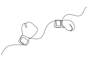Boxing Gloves One Line Drawing: Continuous Hand Drawn Sport Theme Object