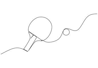 Table Tennis Racket One Line Drawing: Continuous Hand Drawn Sport Theme Object
