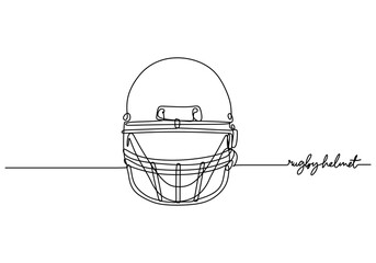 American Football Helmet One Line Drawing: Continuous Hand Drawn Sport Theme Object