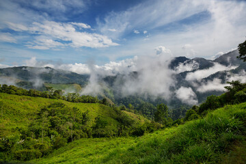 Fototapeta na wymiar Foggy mountains in Colombia