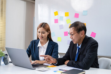 Administrator business man financial inspector and secretary making report calculating balance. Internal Revenue Service checking document.