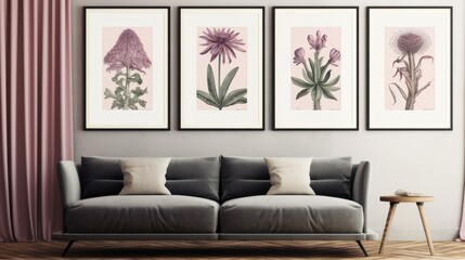 Botanical Art Prints featuring botanical subjects. AI generated