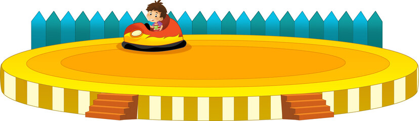 cartoon scene with funfair playground kindergarten isolated illustration for children