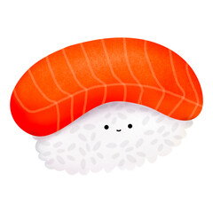 Salmon sushi food cartoon cute