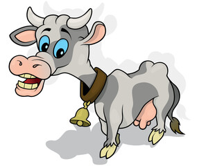 Funny Spotty Cow with a Bell on his Neck