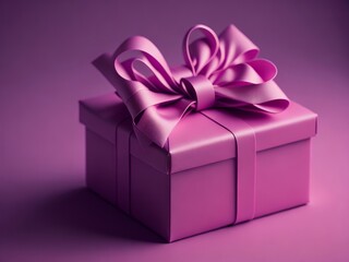 Obraz premium Pink glittering gift box on pink bokeh background, AI Generated
